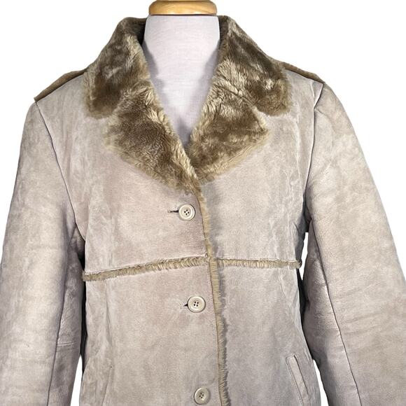 Brandon Thomas Women’s Vintage Tan Suede Leather & Faux Shearling Coat L… - Picture 5 of 16